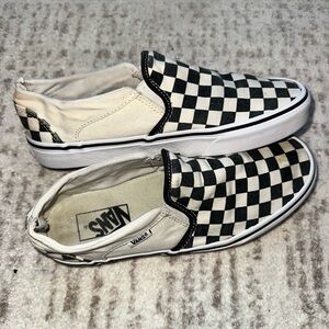 Vans Black and White Checkerboard Slip-Ons